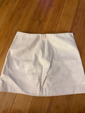 Alice + Olivia White Faux Croc Mini Skirt